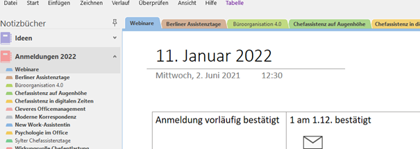 OneNote Screenshot Übersicht