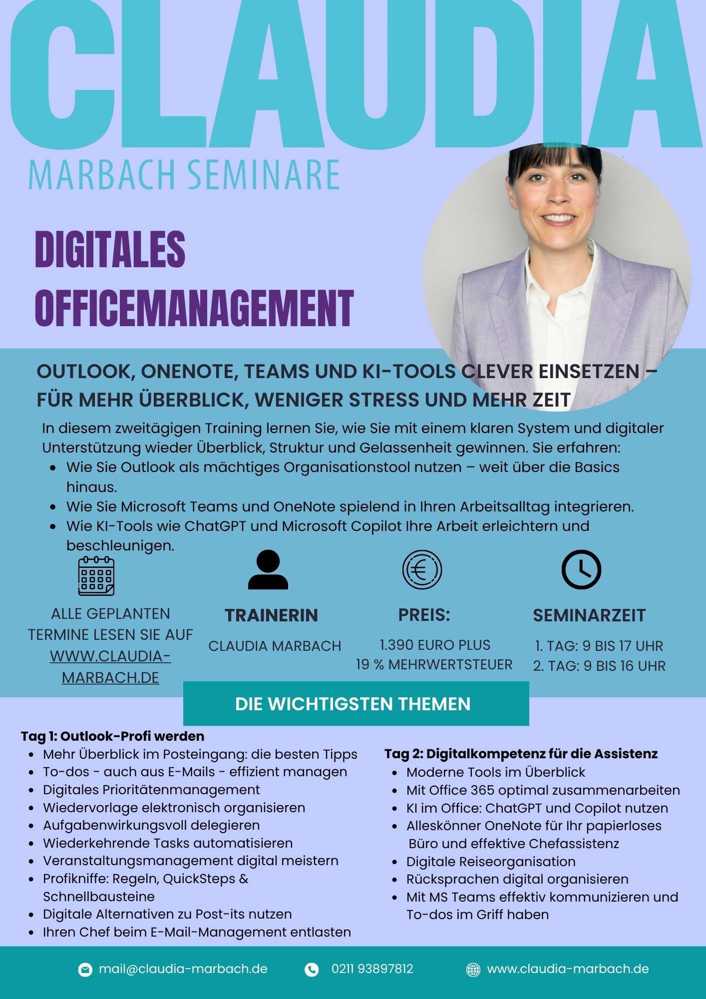 Seminar Digitales Officemanagement für Assistentinnen mit Outlook, OneNote, Teams, ChatGPT und Microsoft Copilot.